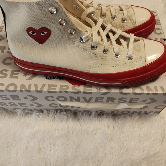 Converse x Comme Des Garcons PLAY All Star Chuck '70 Hi Red Sole - WhiteSize: 10 - Picture 5 of 5